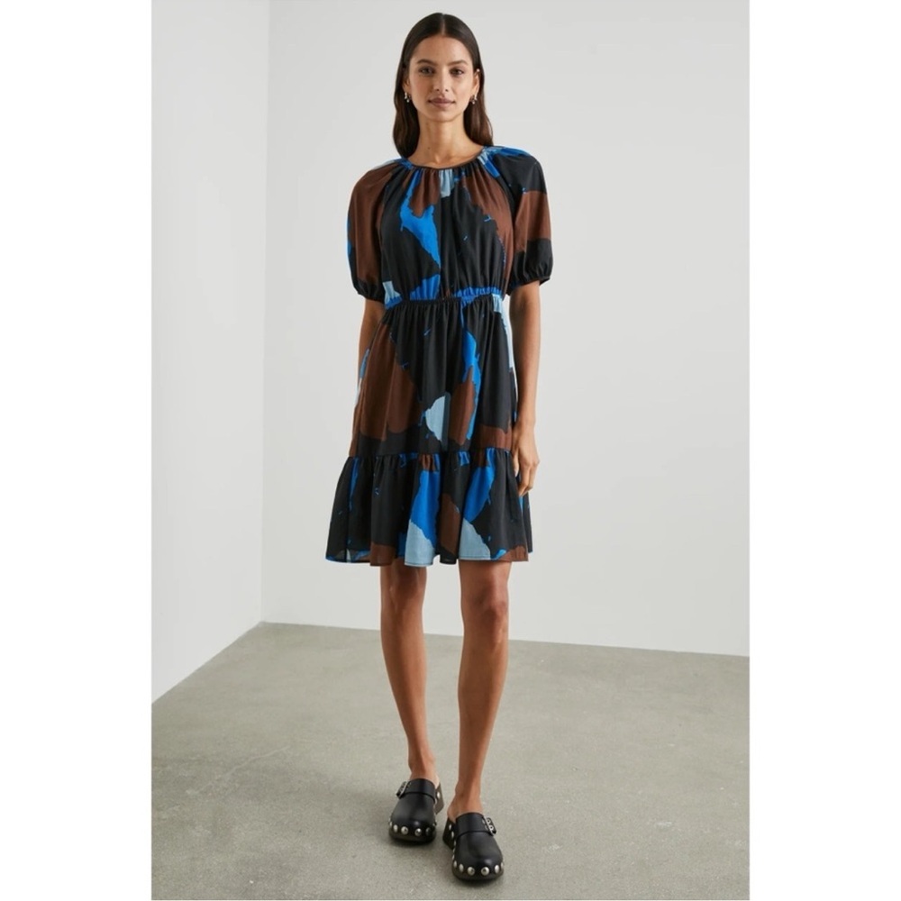 Rails Khloe Multi Color Dress Womens Small Blue Brown Black Abstract Knee Length